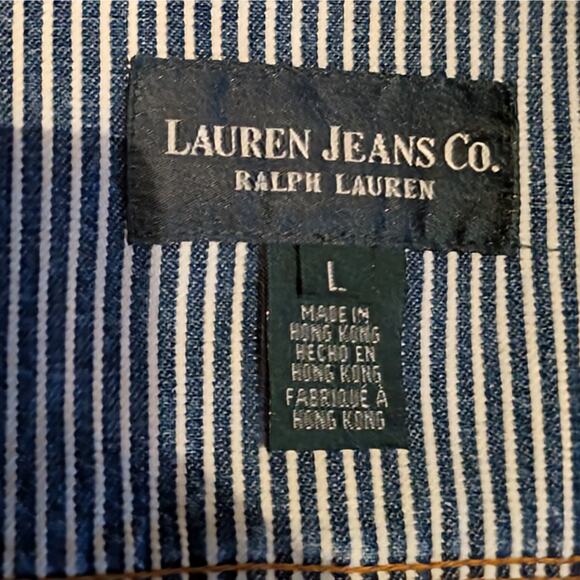 Ralph Lauren LJC Coat Jacket Womens Large Vintage Railroad Stripe Chore Utility - Picture 8 of 12